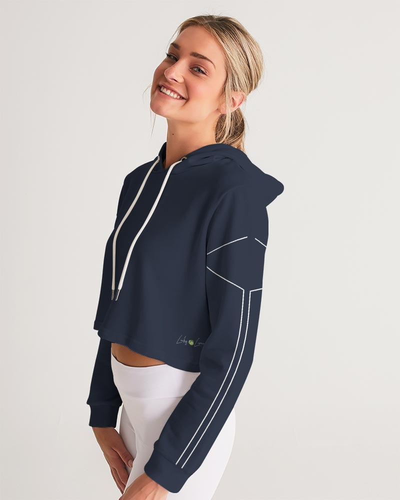 Lucky Lime Navy Geometric Women's Cropped Hoodie