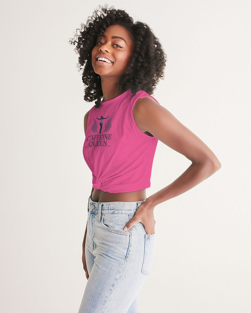 Caffeine Queen Hot Pink Women's Twist-Front Tank