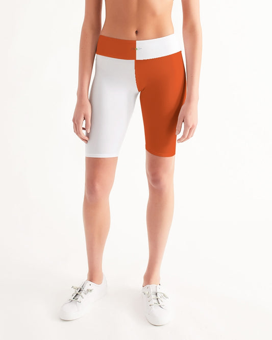 Blocks Saucy Red Women's Mid-Rise Bike Shorts
