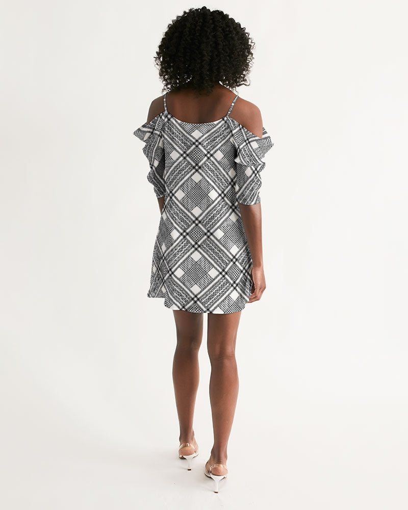 Oxford Women's Open Shoulder A-Line Dress | Always Get Lucky