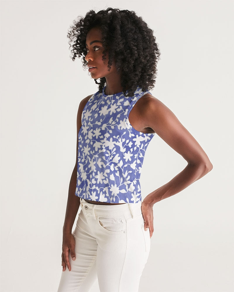 Camo Flower Sky Women's Cropped Tank