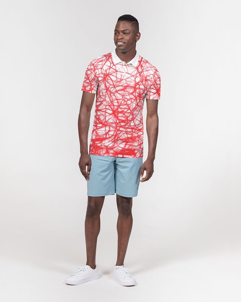 Wired Red Men's Slim Fit Short Sleeve Polo from Vluxe by Lucky Nahum