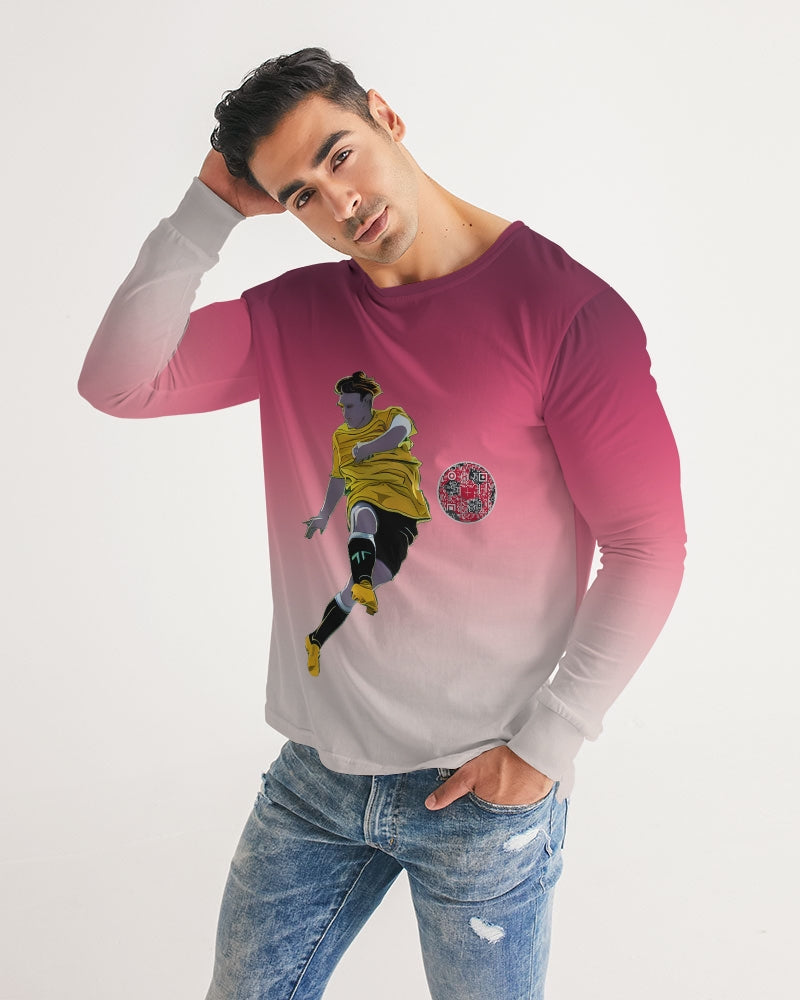 Kick It Red Men's Long Sleeve Tee | Always Get Lucky