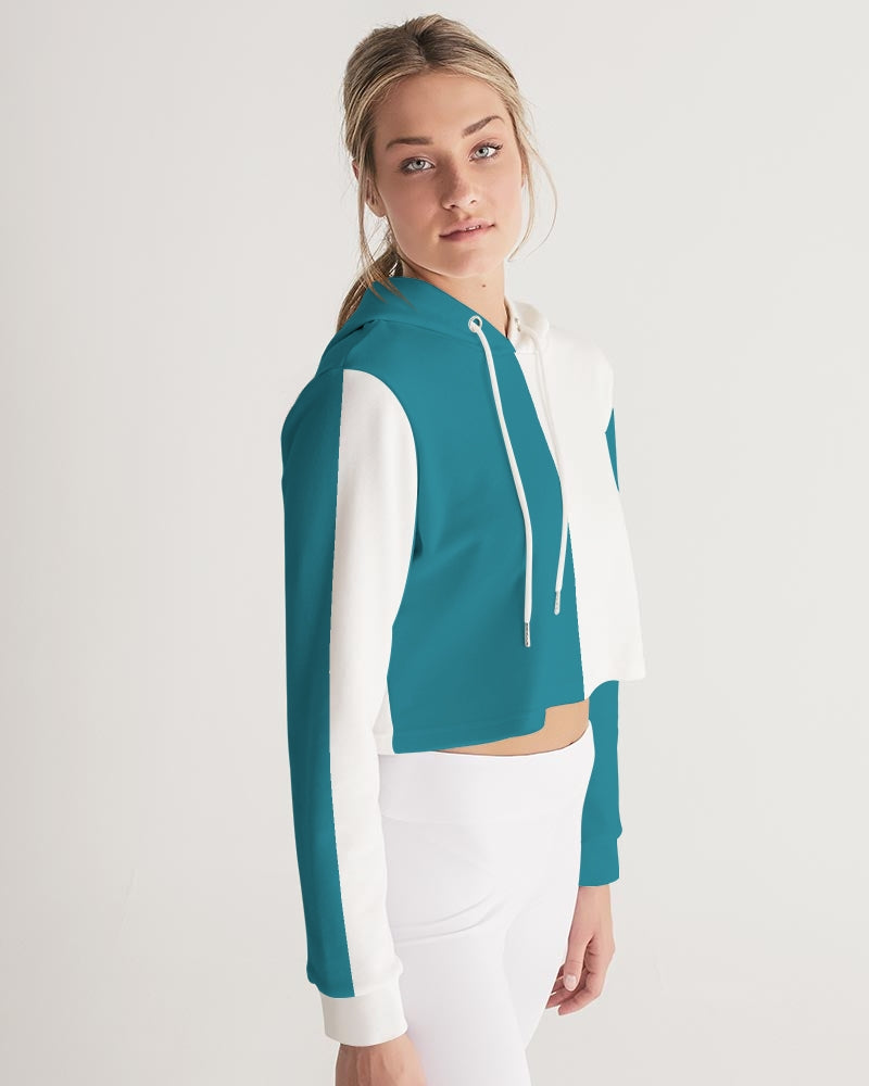 Blocks Sea Shore Blue Women's Cropped Hoodie