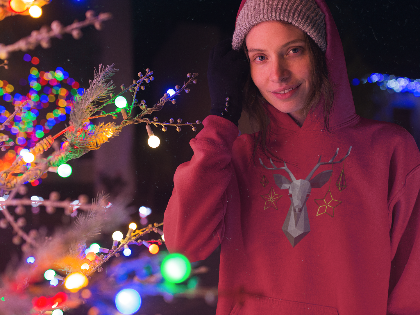 Reindeer Red Unisex Hoodie from Vluxe by Lucky Nahum