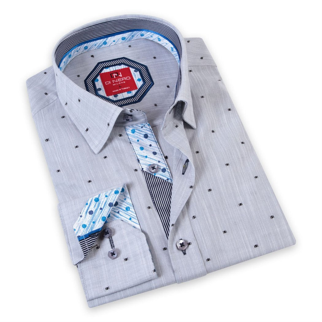 Logan Silver Long Sleeve Button Up Shirt