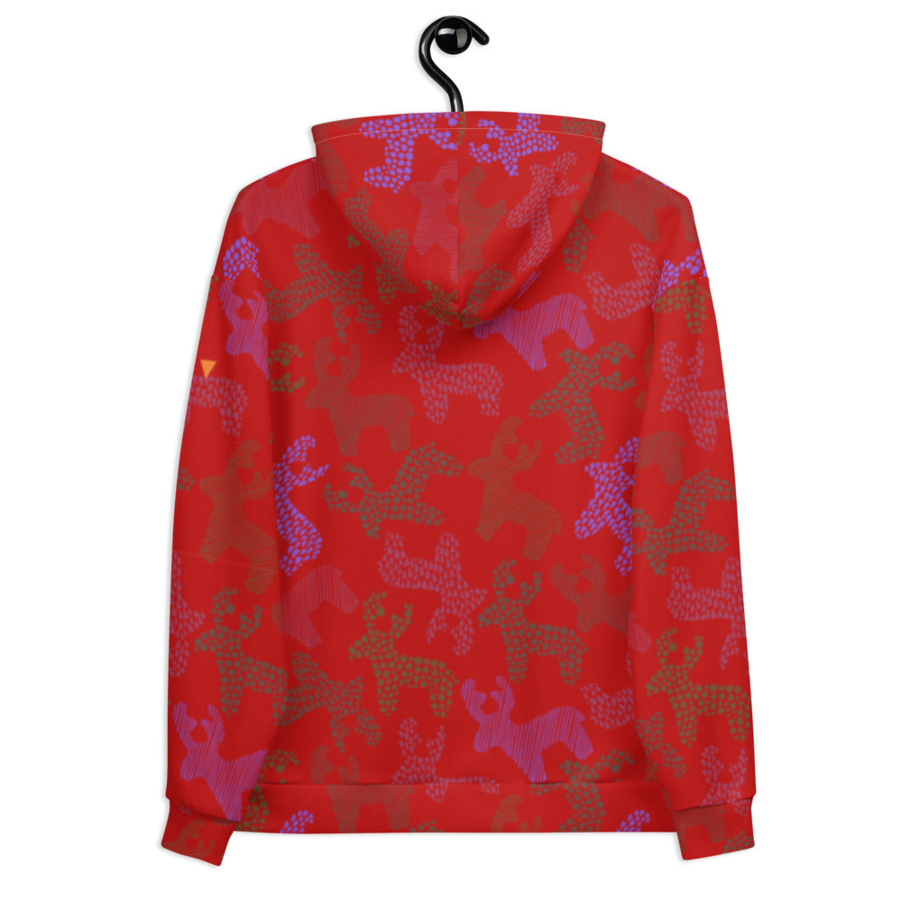 Roaming Reindeer Red Unisex Hoodie from Vluxe by Lucky Nahum