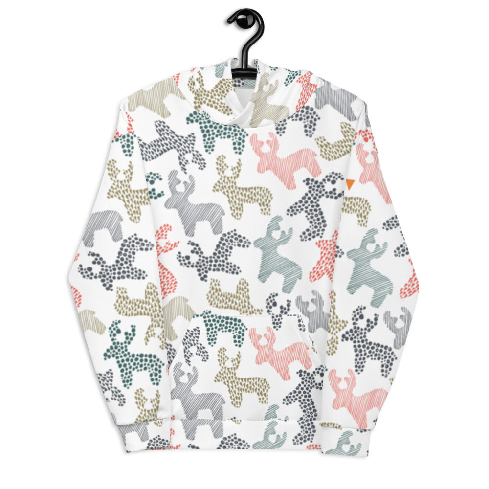 Roaming Reindeer White Unisex Hoodie from Vluxe by Lucky Nahum