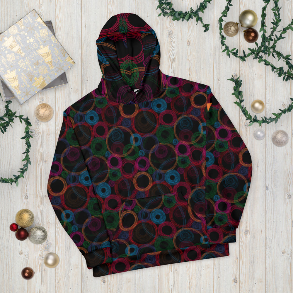 Spinning Planets Black Unisex Hoodie from Vluxe by Lucky Nahum
