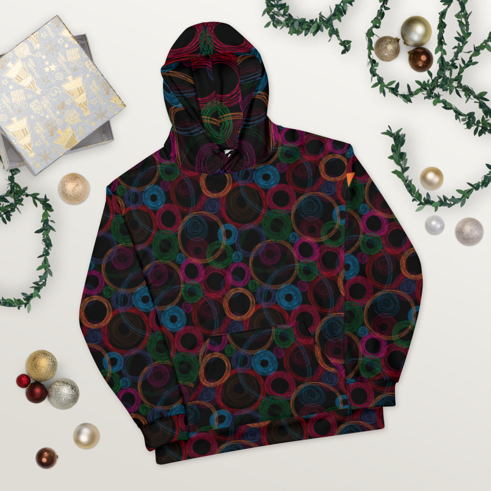 Spinning Planets Black Unisex Hoodie from Vluxe by Lucky Nahum