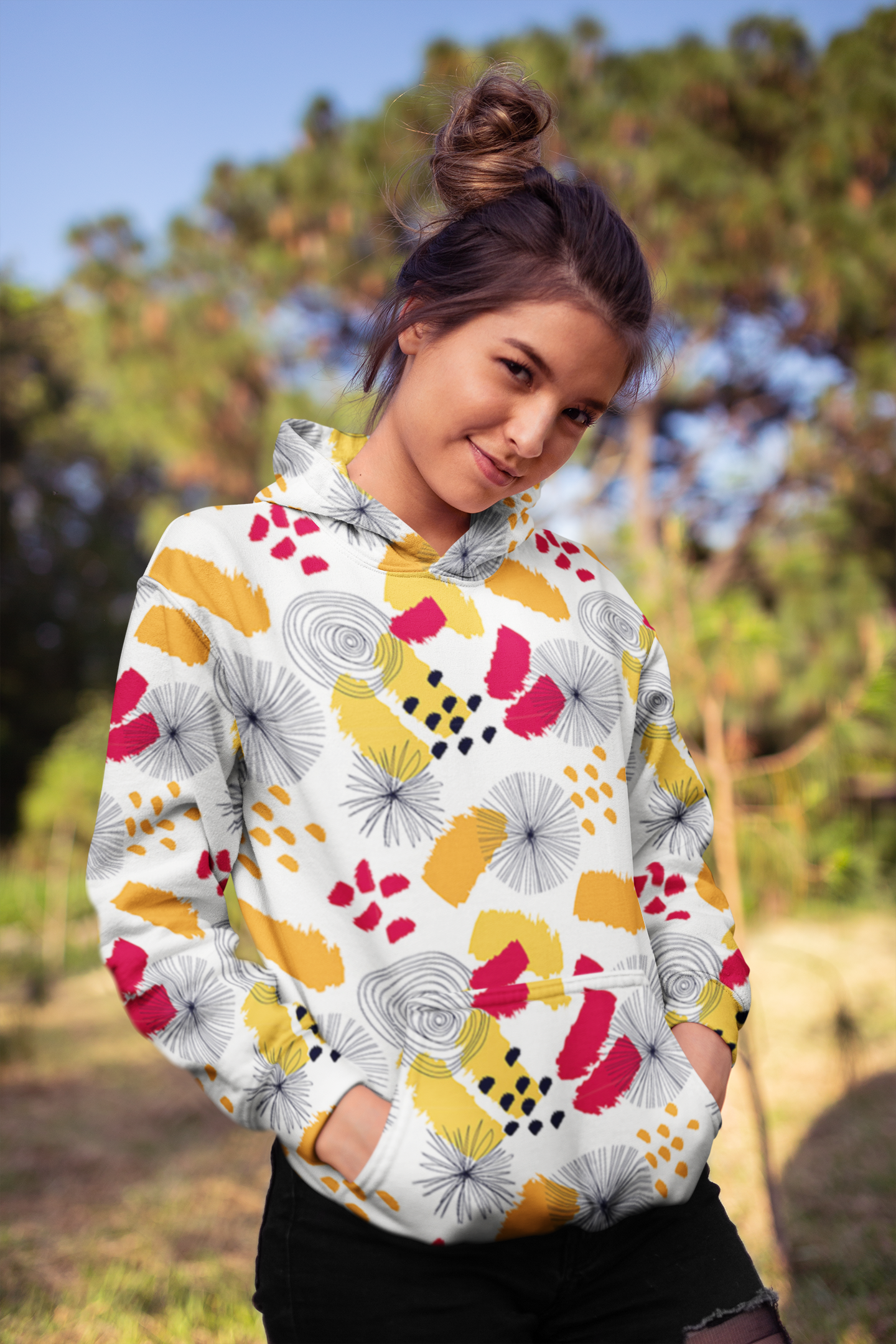 Lucky Camo White Multi Unisex Hoodie from Vluxe by Lucky Nahum