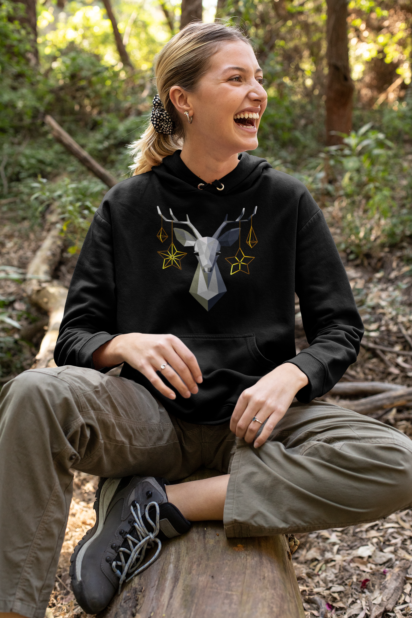 Reindeer Black Unisex Hoodie from Vluxe by Lucky Nahum