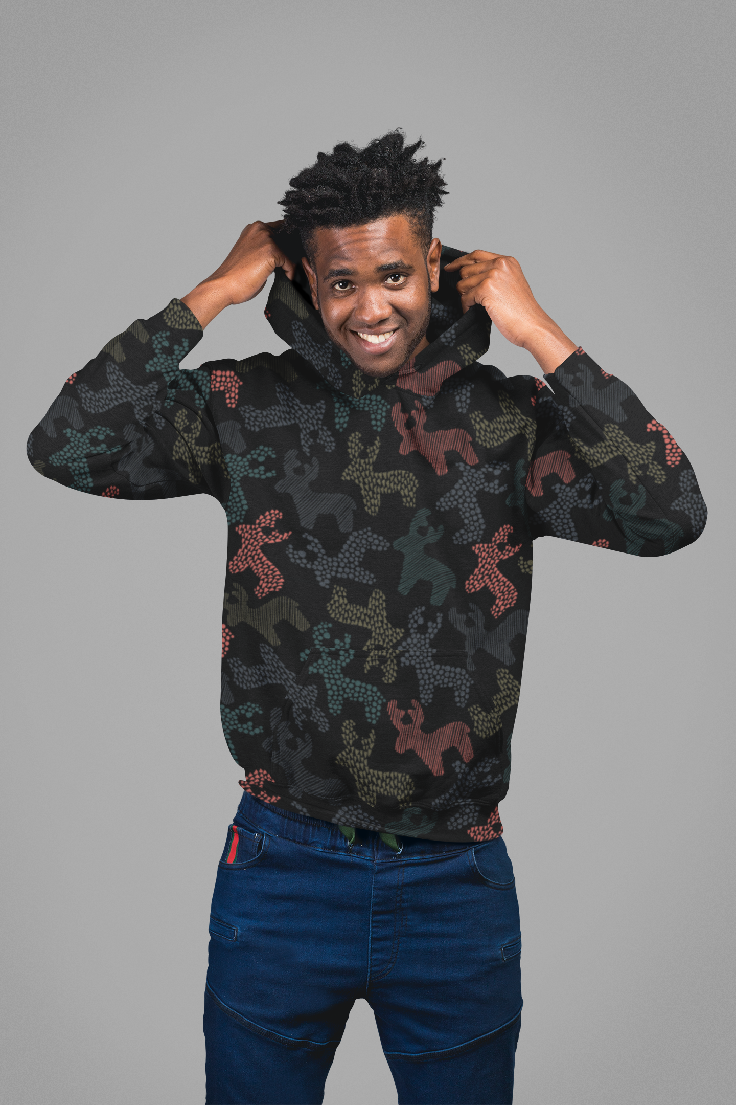 Roaming Reindeer Black Unisex Hoodie from Vluxe by Lucky Nahum