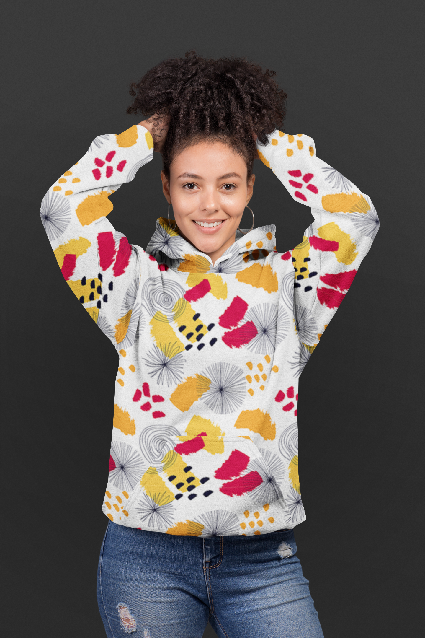 Lucky Camo White Multi Unisex Hoodie from Vluxe by Lucky Nahum