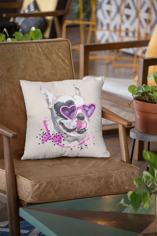 Elton Puppy Cream Faux Suede Square Pillow from Vluxe by Lucky Nahum