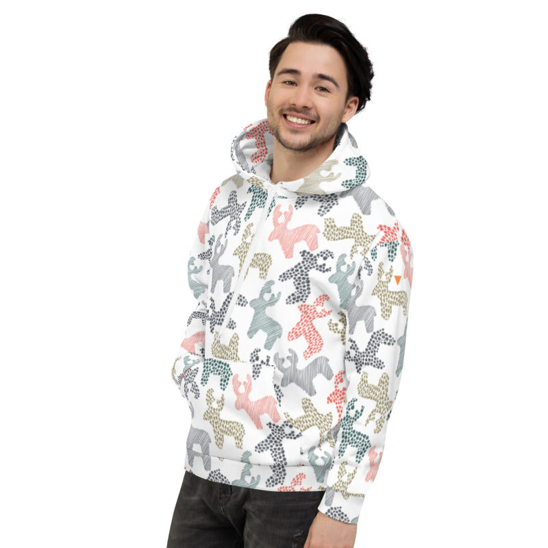 Roaming Reindeer White Unisex Hoodie from Vluxe by Lucky Nahum