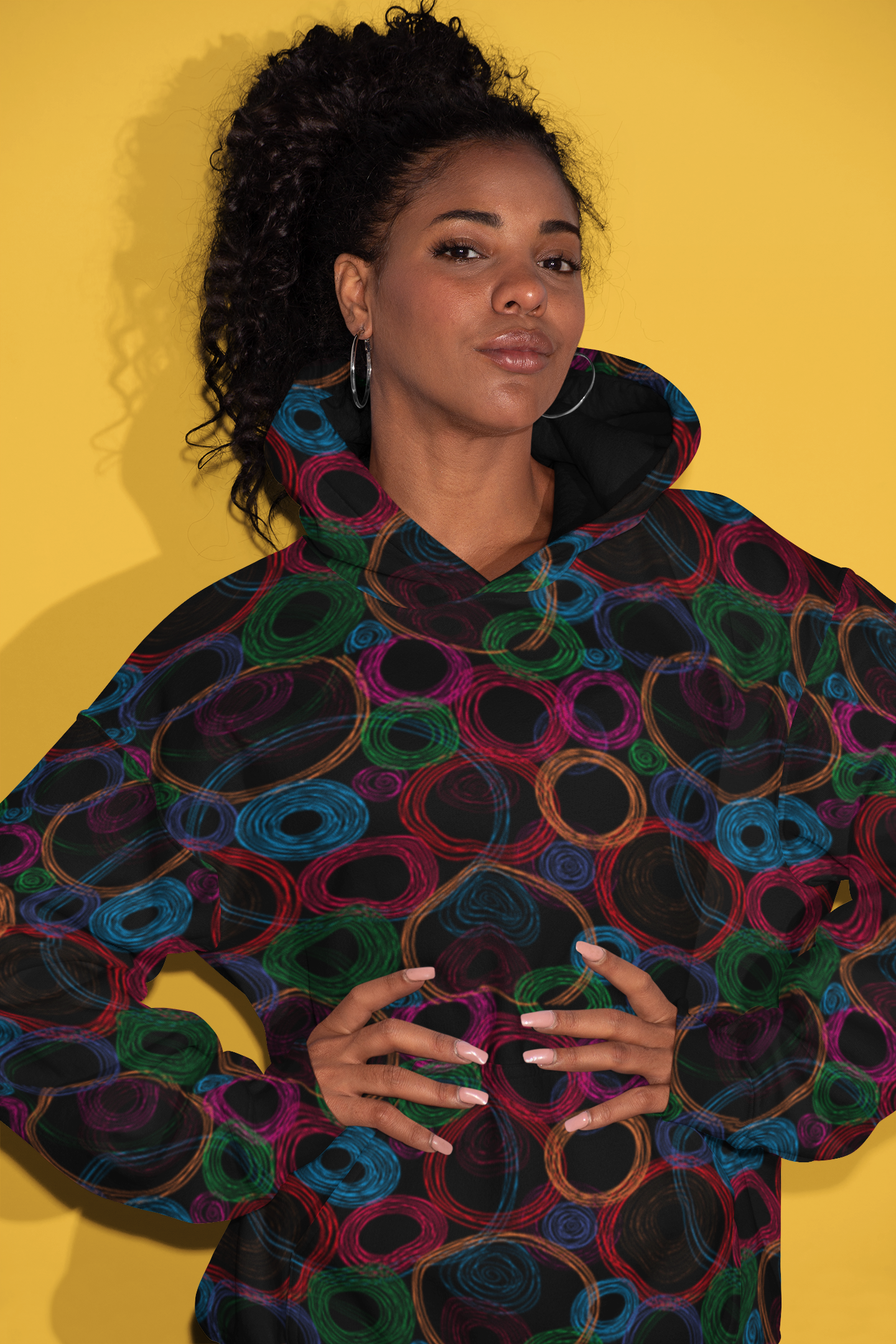 Spinning Planets Black Unisex Hoodie from Vluxe by Lucky Nahum
