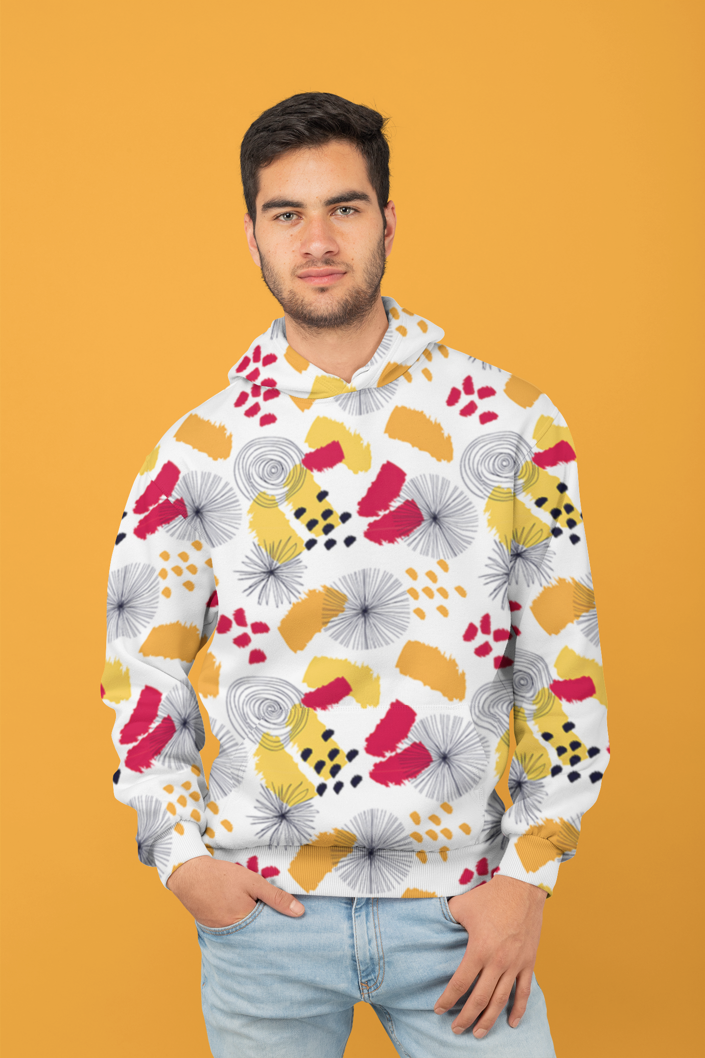 Lucky Camo White Multi Unisex Hoodie from Vluxe by Lucky Nahum