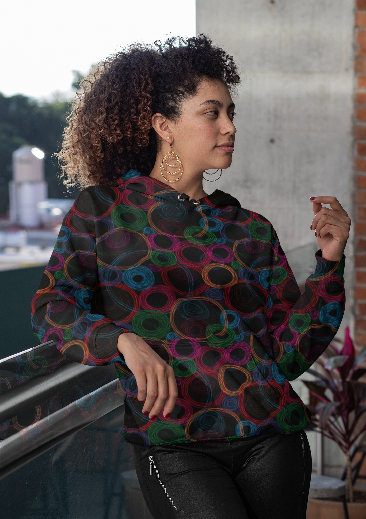 Spinning Planets Black Unisex Hoodie from Vluxe by Lucky Nahum
