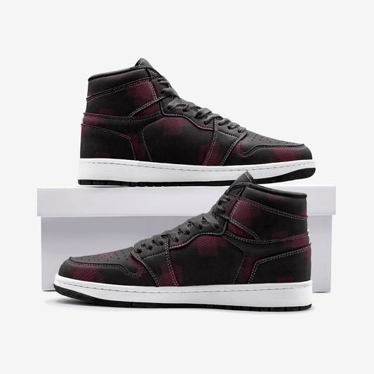 Aidan Black Red High Top Unisex Sneaker from Vluxe by Lucky Nahum - alwaysgetlucky.com