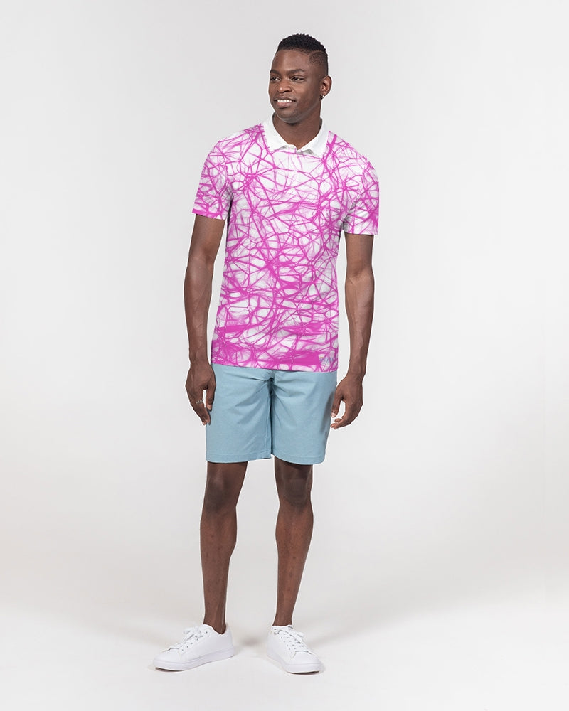 Wired Pink Men's Slim Fit Short Sleeve Polo from Vluxe by Lucky Nahum