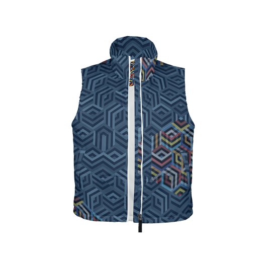 Hexagonic Men's Full-Zip Warm Sleeveless Winter Vest | Always Get Lucky