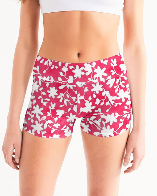 Camo Flower Flame Women's Mid-Rise Yoga Shorts | Always Get Lucky