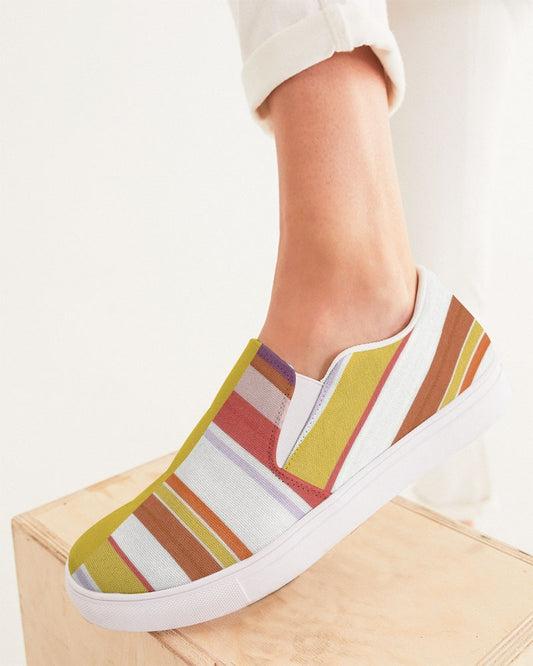 Split Personality Stripe Yellow Women's Slip-On Canvas Shoe