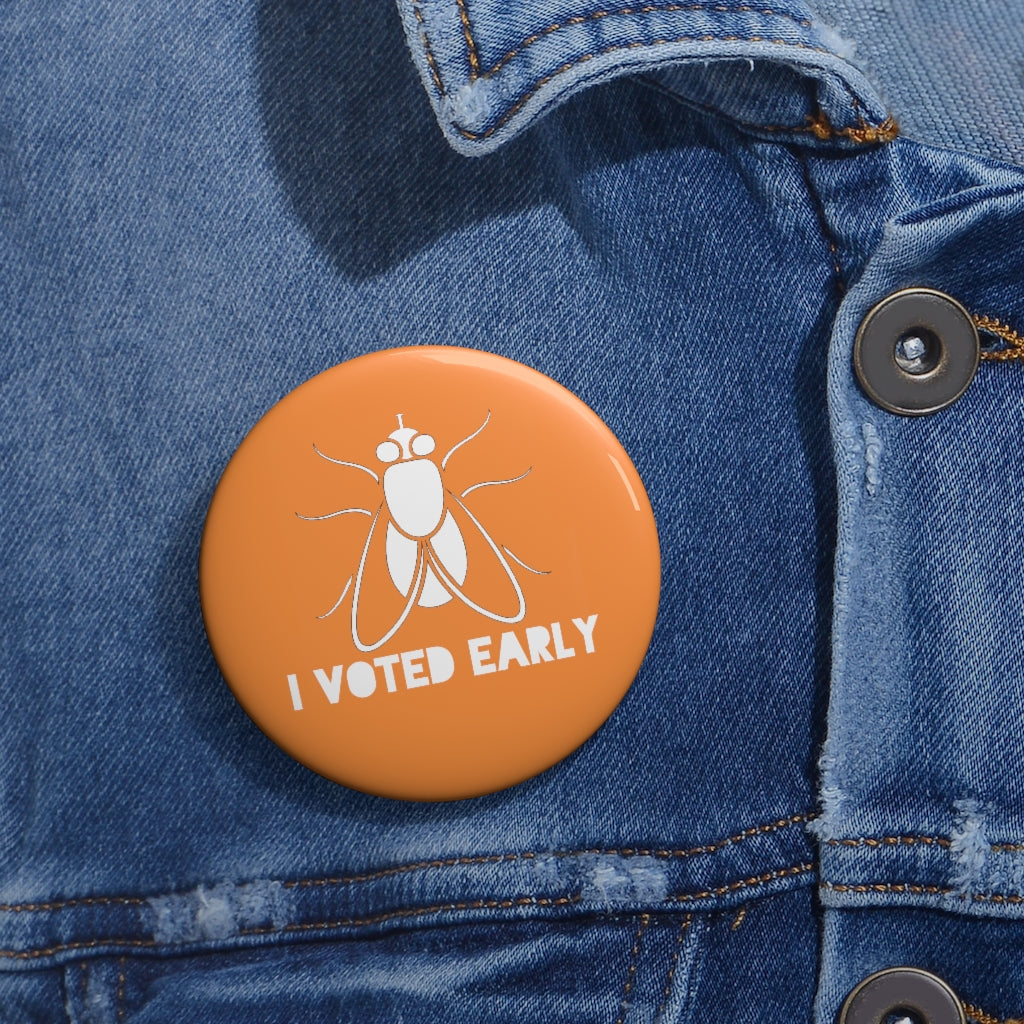 I Voted Early Orange Custom Pin Buttons