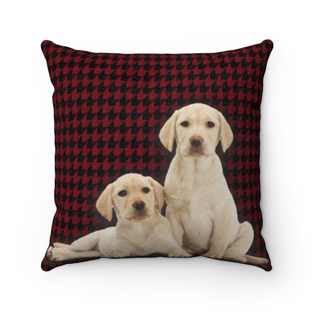 Lab On A Hound Red Faux Suede Square Pillow
