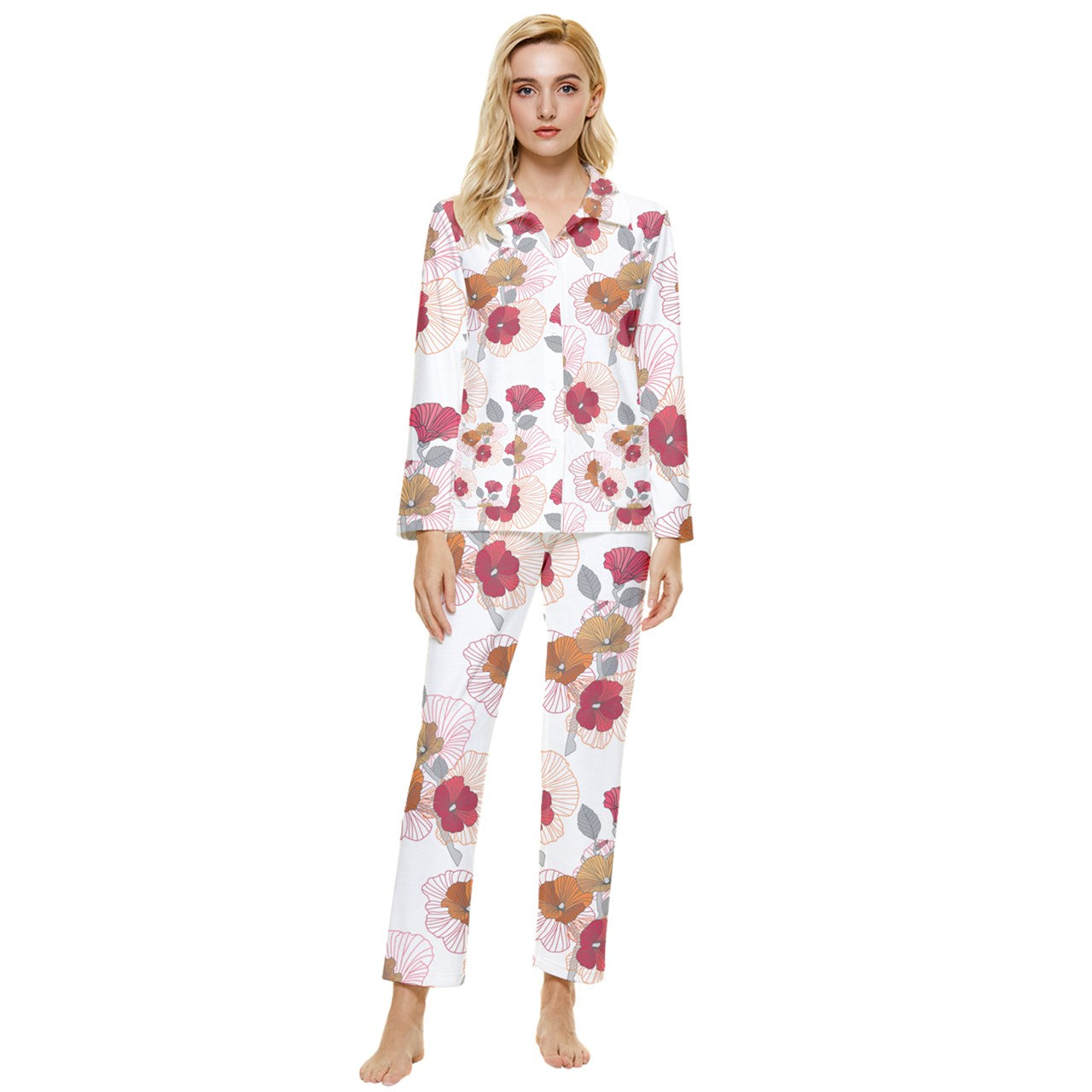 Garden Party Chiffon Temp Womens' Long Sleeve Pocket Pajamas Set