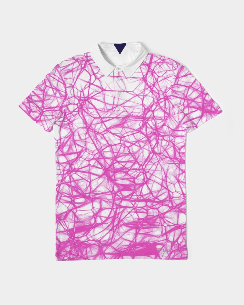 Wired Pink Men's Slim Fit Short Sleeve Polo from Vluxe by Lucky Nahum