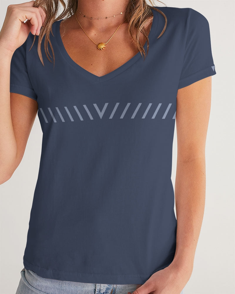 Solid State Of Mind V Navy Women's V-Neck Tee | Always Get Lucky