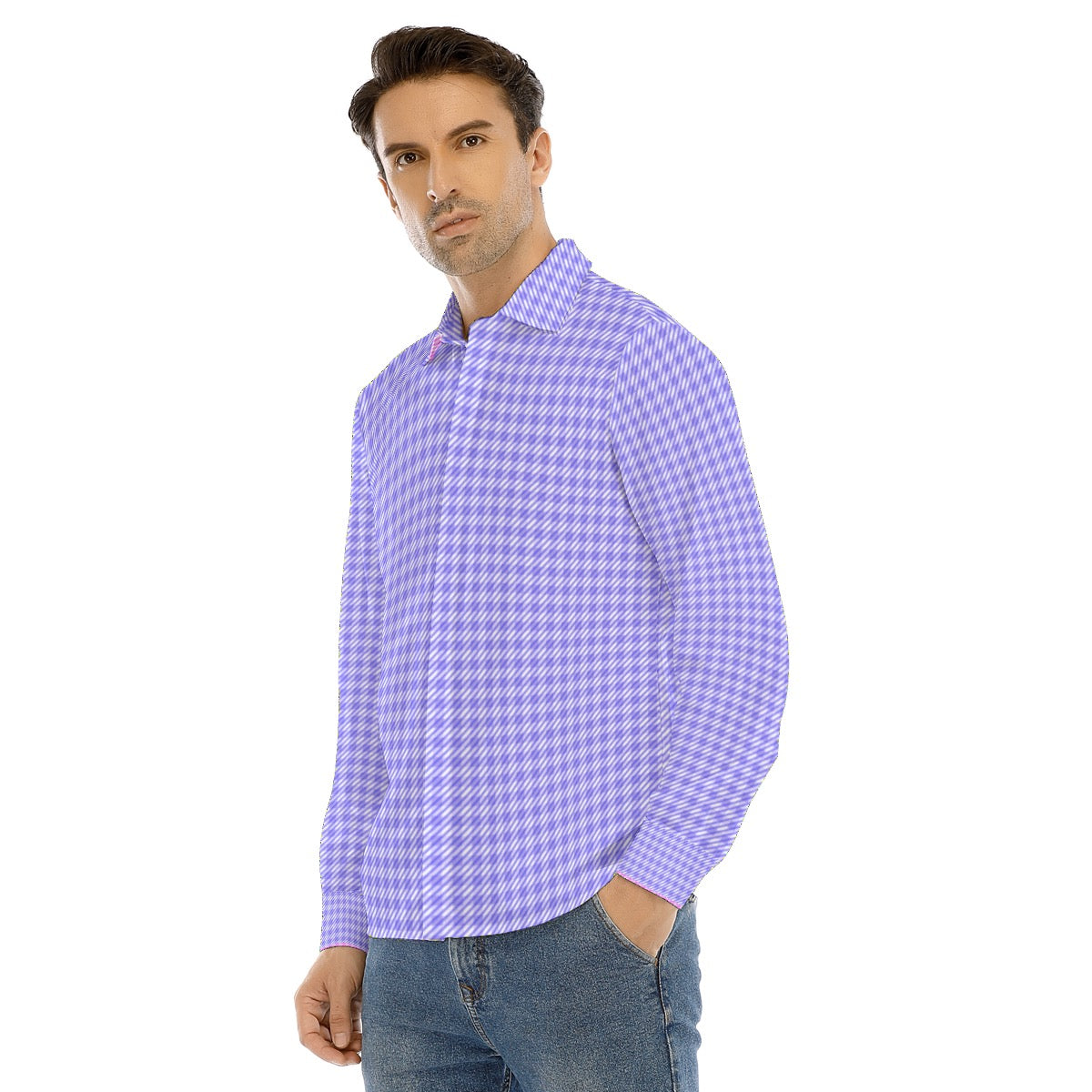 Purple Printed Twill Checkmate Men's Buttonup Shirt