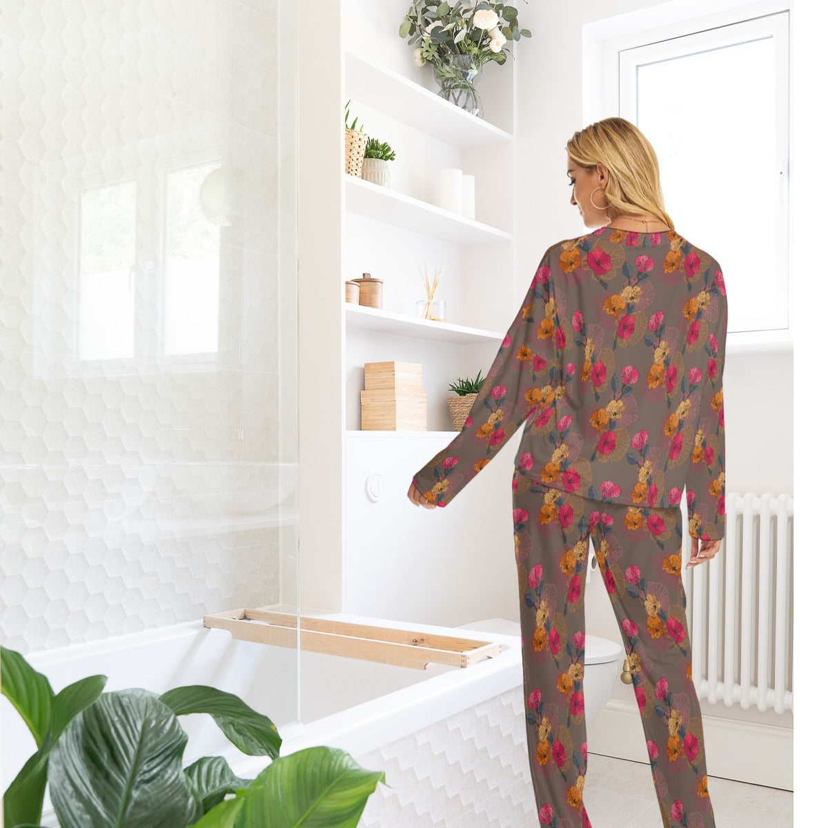 Flower Bed All-Over Print Women's Pajama Suit