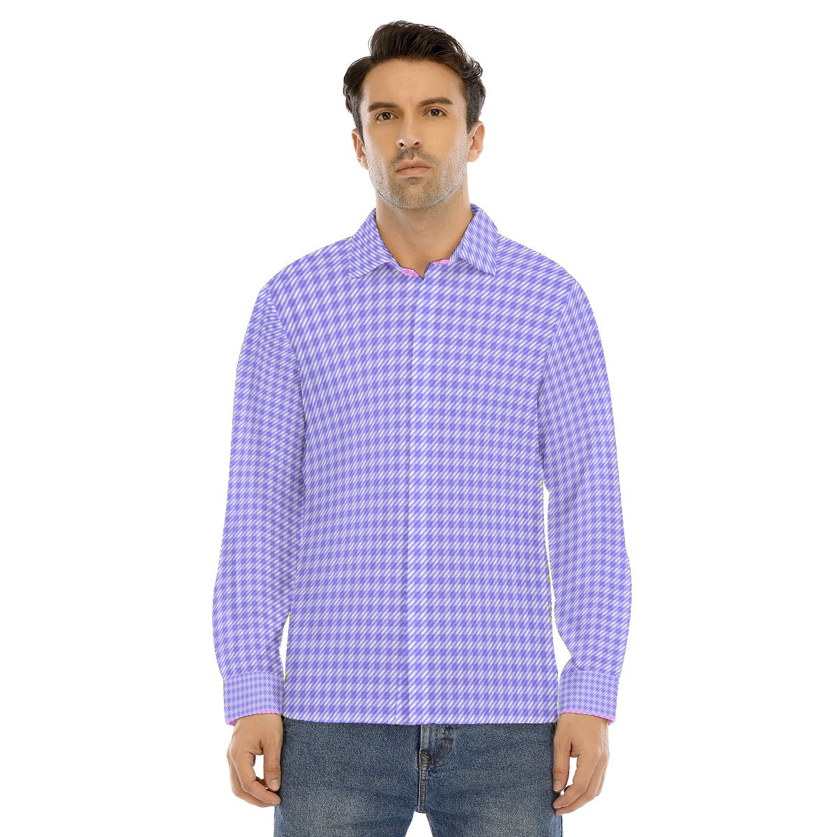 Purple Printed Twill Checkmate Men's Buttonup Shirt