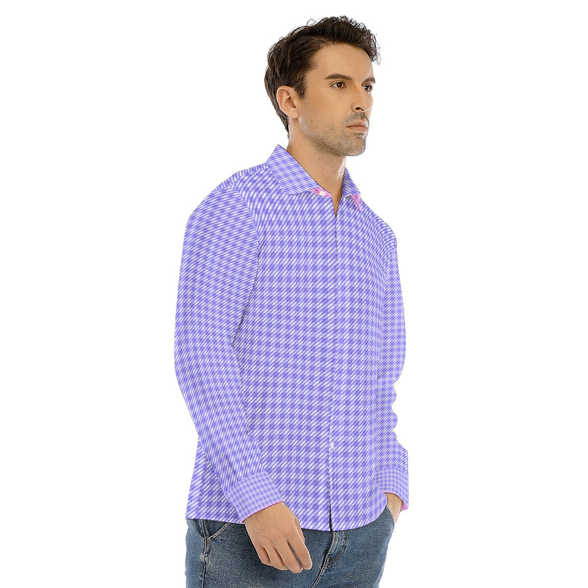 Purple Printed Twill Checkmate Men's Buttonup Shirt