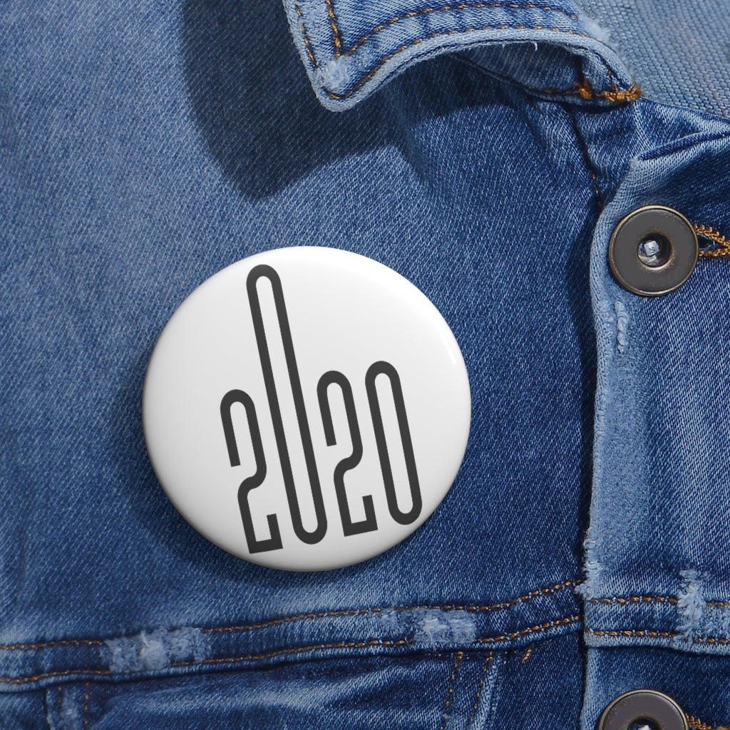 Year 2020 White Custom Pin Buttons