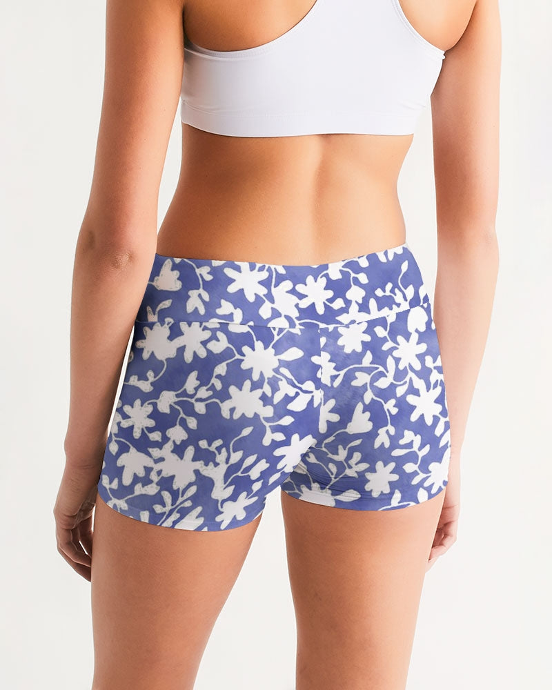 Camo Flower Sky Women's Mid-Rise Yoga Shorts | Always Get Lucky