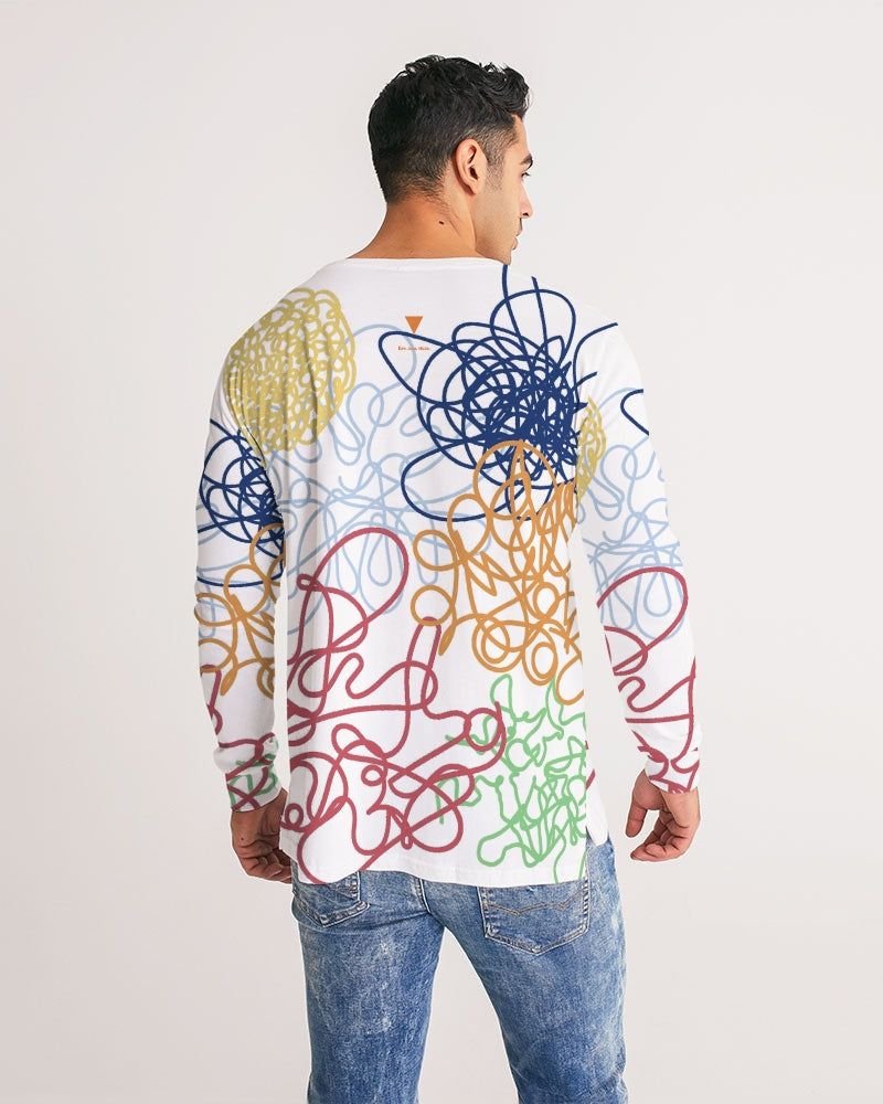 Lucky Scribble White Men's Long Sleeve Tee