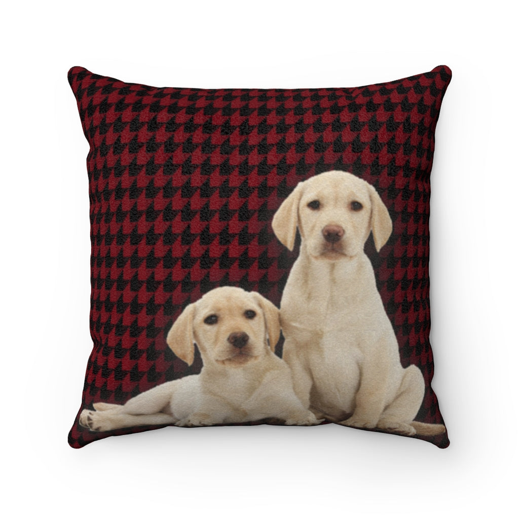 Lab On A Hound Red Faux Suede Square Pillow