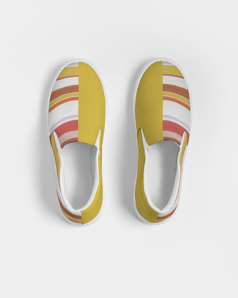 Split Personality Stripe Yellow Men's Slip-On Canvas Shoe