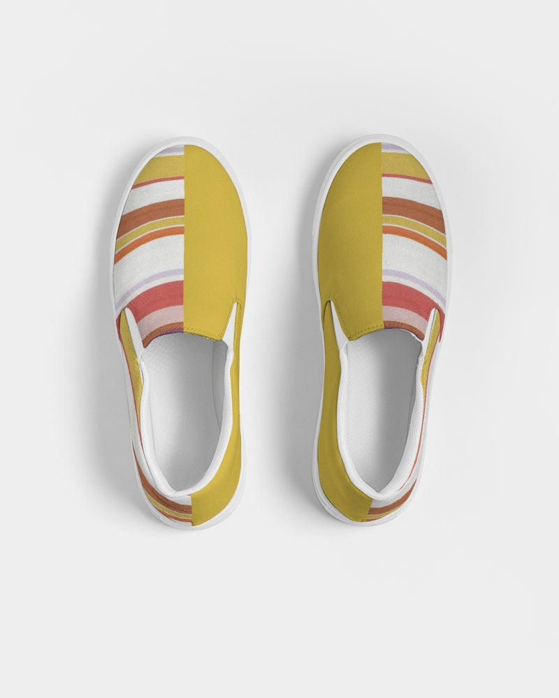 Shop Split Personality Stripe Yellow Men's Slip-On Canvas Shoe