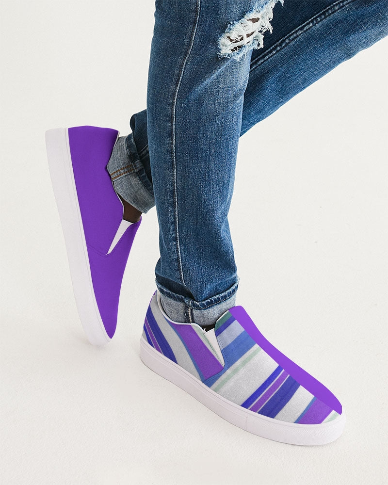 Split Personality Stripe Purple Men's Slip-On Canvas Shoe
