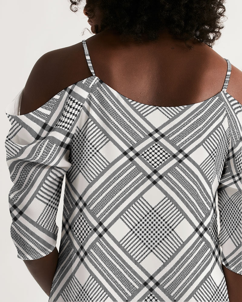Oxford Women's Open Shoulder A-Line Dress | Always Get Lucky