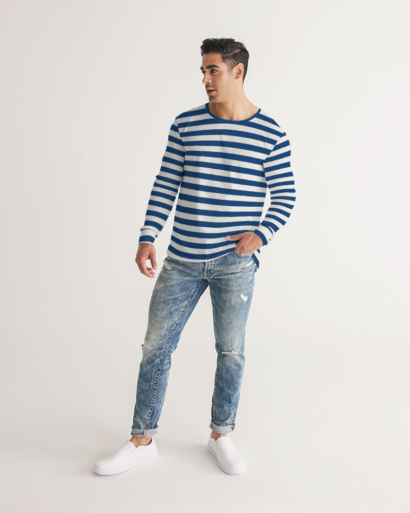 Classic Vluxe Navy Stripe Men's Long Sleeve Tee