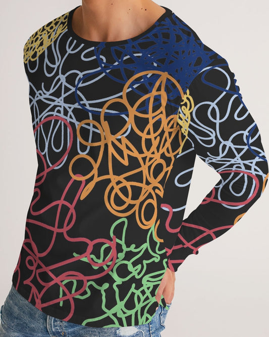 Lucky Scribble Black Men's Long Sleeve Tee