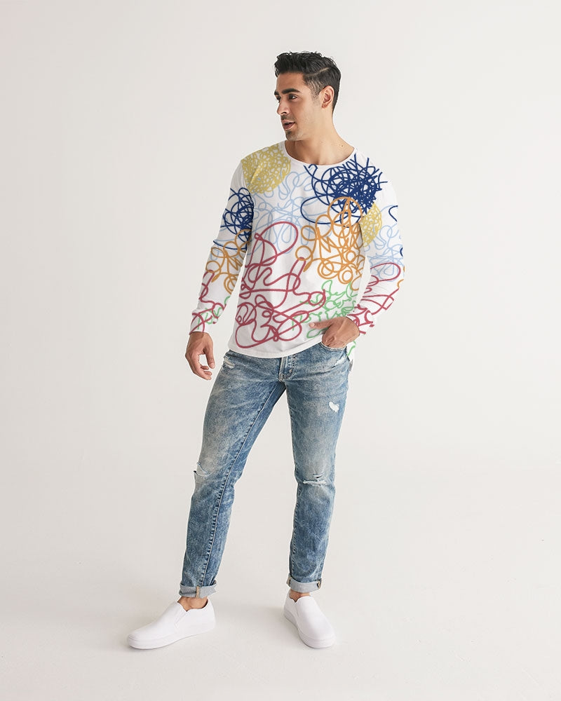 Lucky Scribble White Men's Long Sleeve Tee