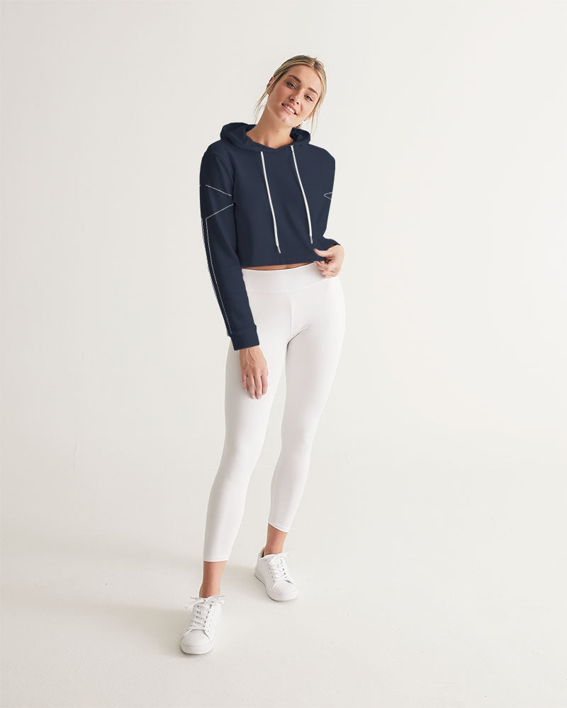 Lucky Lime Navy  Geometric Women's Cropped Hoodie