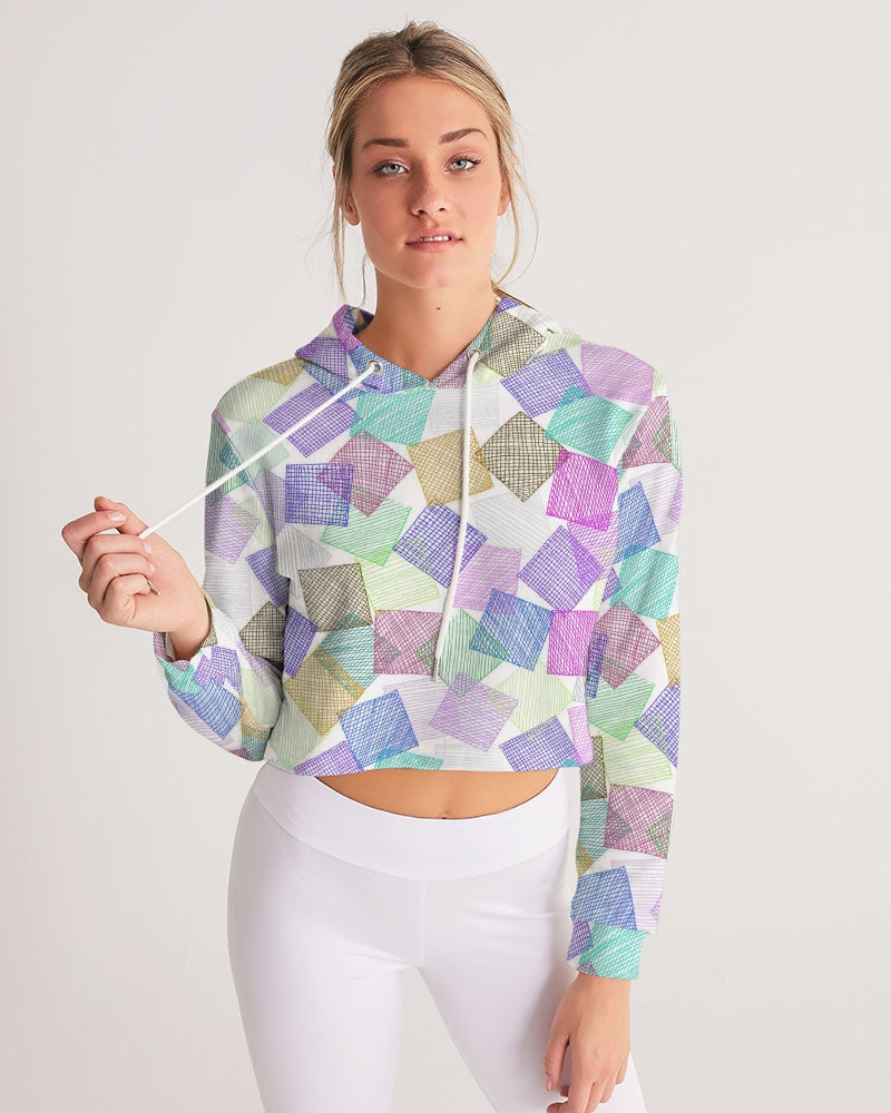 Boxes White Women's Cropped Hoodie